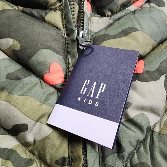 GAP Kids Girls Size Small Camouflage Heart Print Vest Water Resistant Lined NEW - Picture 2 of 11